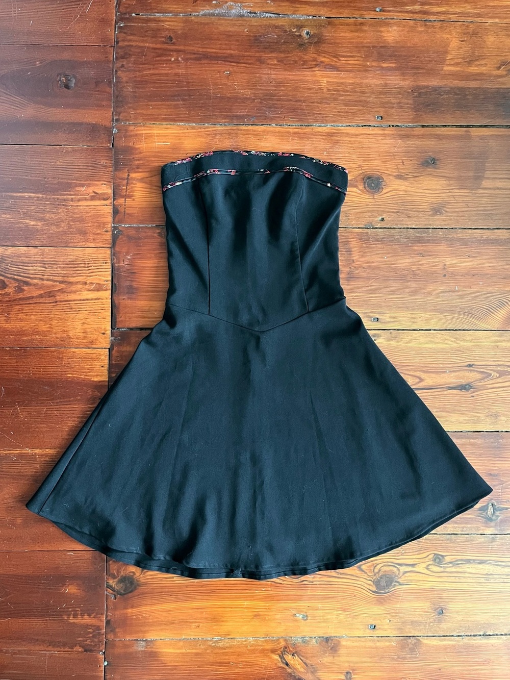 Ruby Rox Strapless Black Dress with Red Trim